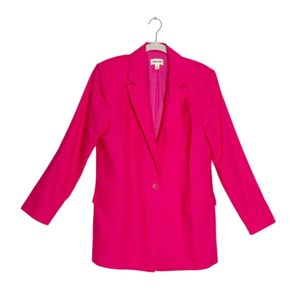 Open Edit One Button Women's Blazer in Pink Magenta - Sz S - New